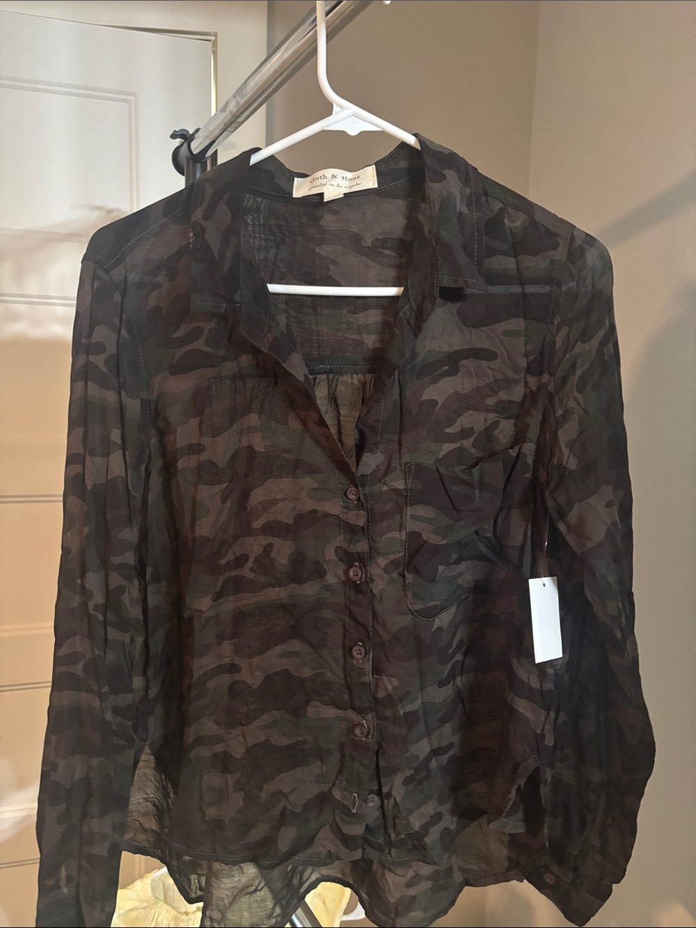 Cloth and Stone NWT Sheer Camo Button-Up Shirt